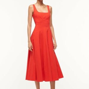 STAUD WELLS RED ROSE DRESS